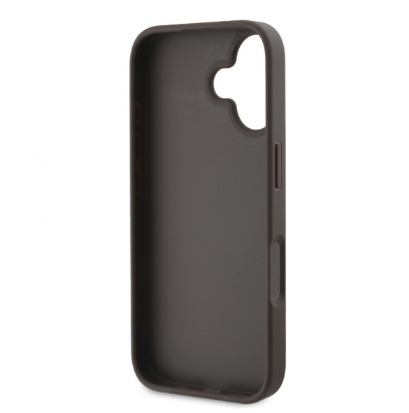 Guess PU 4G metalllogofodral för iPhone 16 Brun