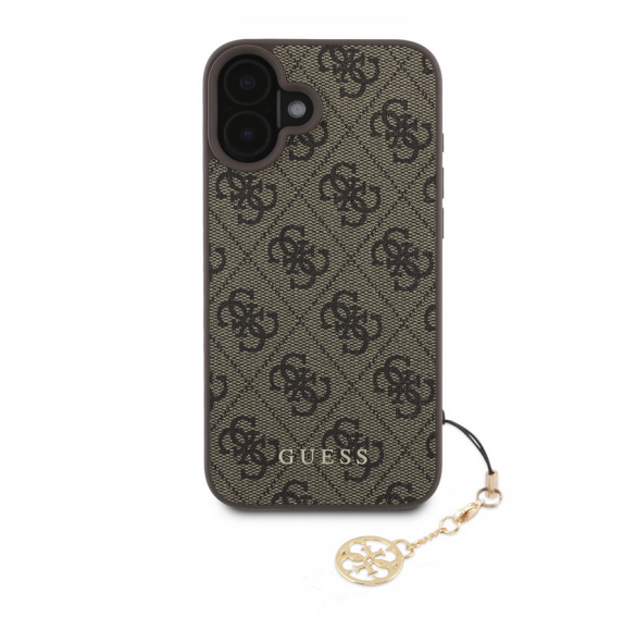 Guess 4G Charm-fodral för iPhone 16 Plus Tone on Tone Brown