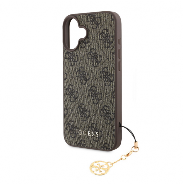 Guess 4G Charm-fodral för iPhone 16 Plus Tone on Tone Brown