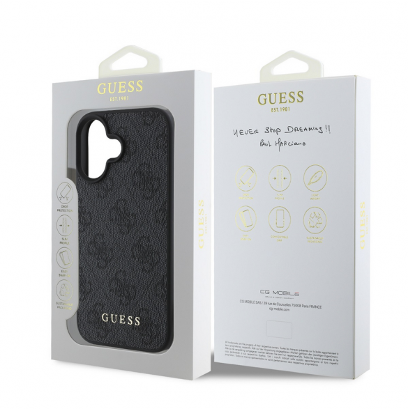 Guess 4G Charm Fodral för iPhone 16 Plus Tone on Tone Grey