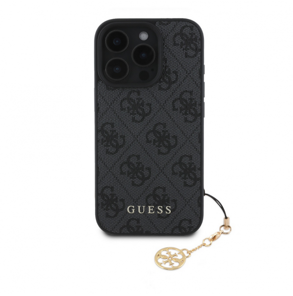 Guess 4G Charm Case för iPhone 16 Pro Tone on Tone Grey