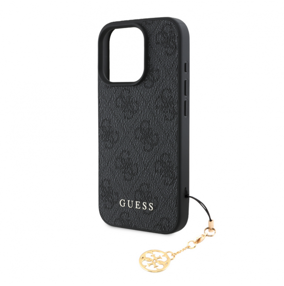 Guess 4G Charm Case för iPhone 16 Pro Tone on Tone Grey