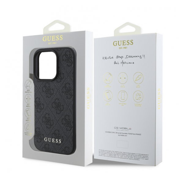 Guess 4G Charm Case för iPhone 16 Pro Tone on Tone Grey