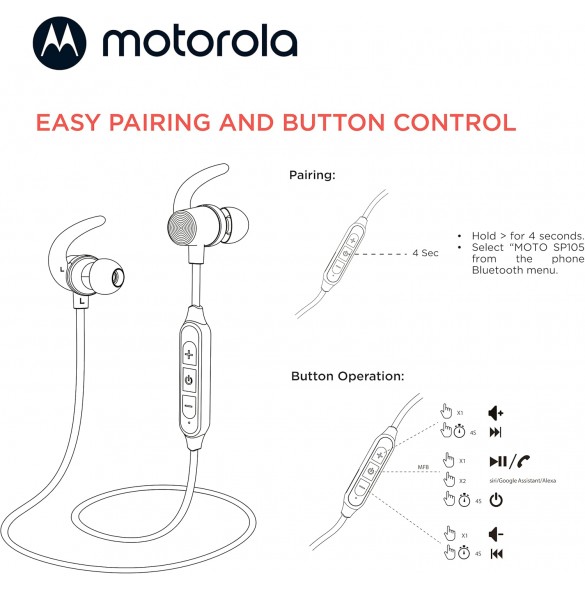 Motorola Moto SP105 Trådlösa hörlurar Svart