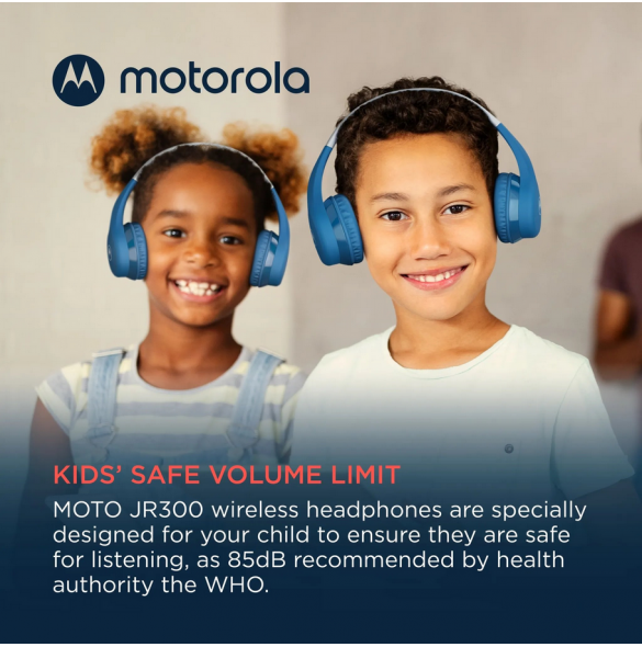 Motorola Moto JR300 Kids trådlösa hörlurar Blå/Grå