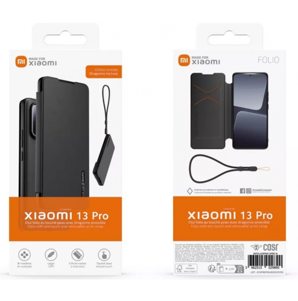 Gjord för Xiaomi bokfodral med halsband för Xiaomi 13 Pro Black