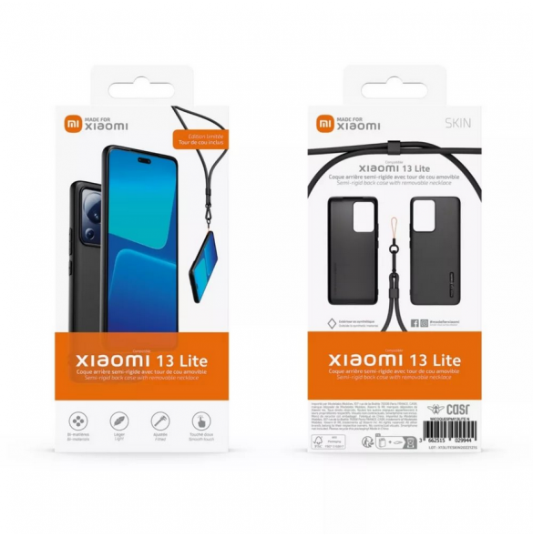 Gjord för Xiaomi TPU-överdrag med halsband för Xiaomi 13 Lite Svart