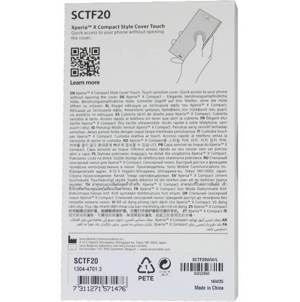 Sony 1304-4701 Style Cover Touch SCTF20 för Xperia X Compact blå