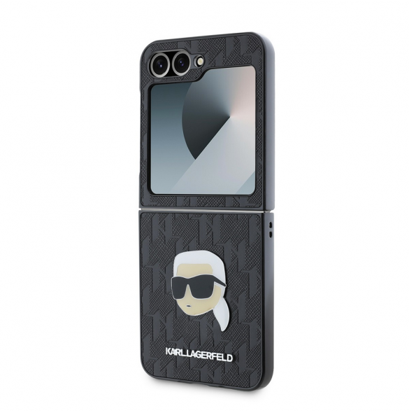Karl Lagerfeld PU Saffiano Monogram Karl Head Fodral till Samsung Galaxy Z Flip 6 Svart