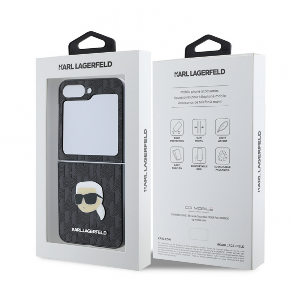 Karl Lagerfeld PU Saffiano Monogram Karl Head Fodral till Samsung Galaxy Z Flip 6 Svart