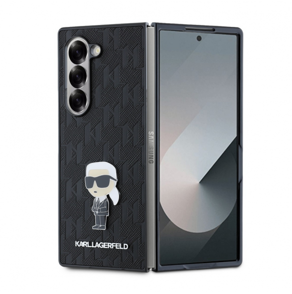 Karl Lagerfeld PU Saffiano Monogram Iconic Fodral för Samsung Galaxy Z Fold 6 Svart