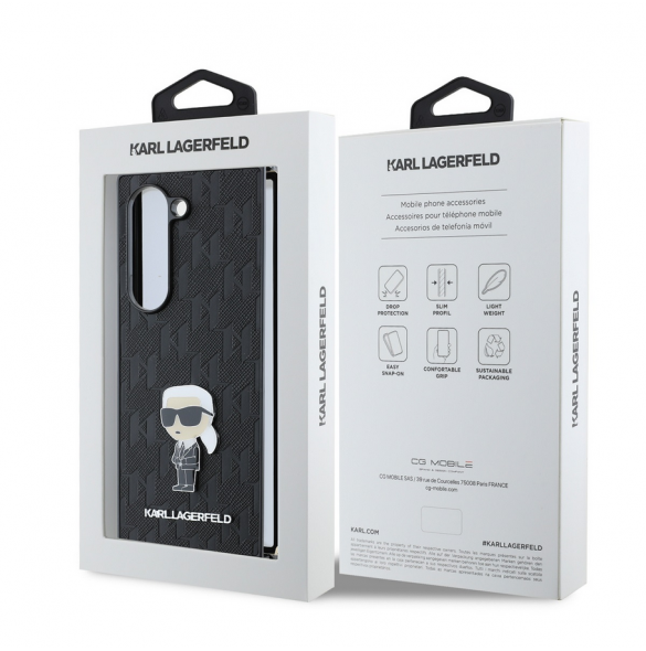 Karl Lagerfeld PU Saffiano Monogram Iconic Fodral för Samsung Galaxy Z Fold 6 Svart