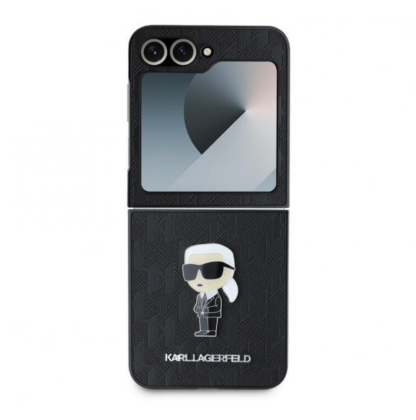 Karl Lagerfeld PU Saffiano Monogram Iconic Fodral för Samsung Galaxy Z Flip 6 Svart