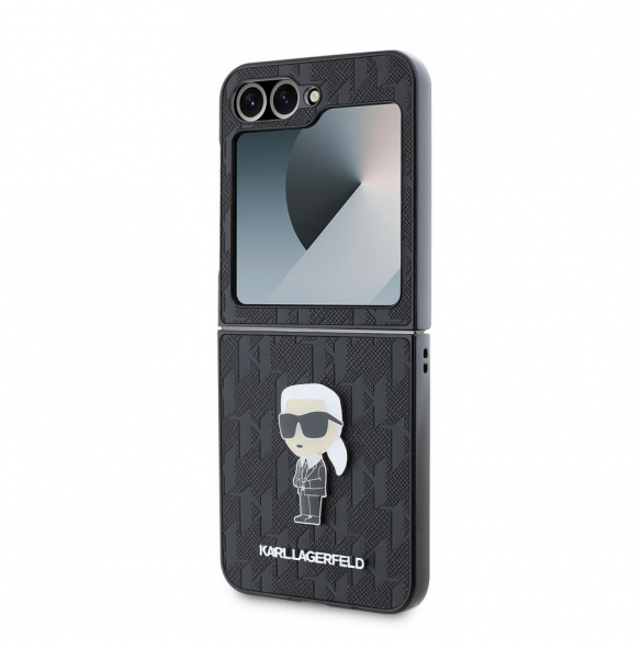 Karl Lagerfeld PU Saffiano Monogram Iconic Fodral för Samsung Galaxy Z Flip 6 Svart