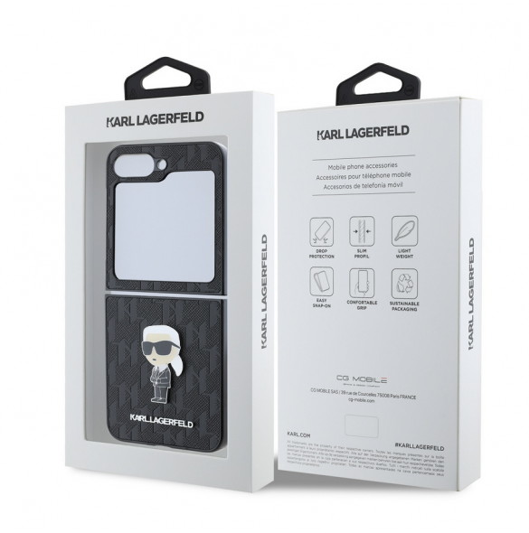 Karl Lagerfeld PU Saffiano Monogram Iconic Fodral för Samsung Galaxy Z Flip 6 Svart