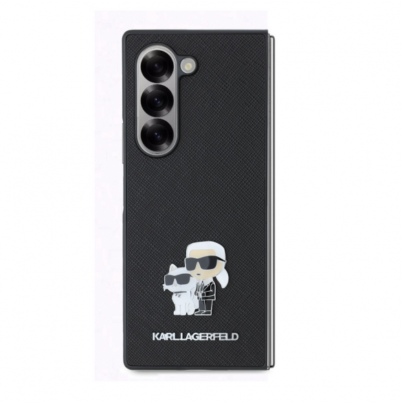 Karl Lagerfeld PU Saffiano Karl och Choupette Fodral till Samsung Galaxy Z Fold 6 Svart