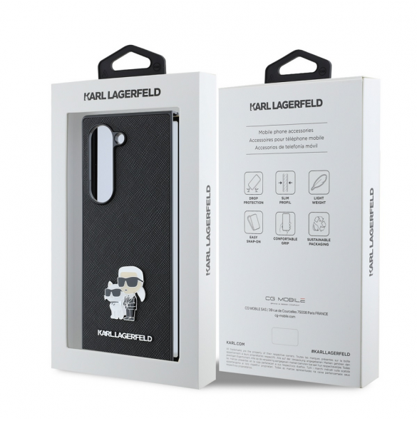Karl Lagerfeld PU Saffiano Karl och Choupette Fodral till Samsung Galaxy Z Fold 6 Svart