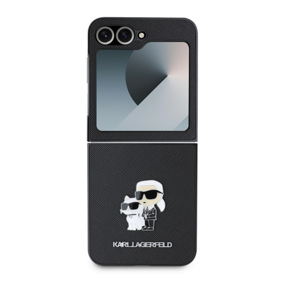 Karl Lagerfeld PU Saffiano Karl och Choupette Fodral till Samsung Galaxy Z Flip 6 Svart