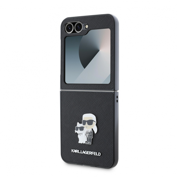 Karl Lagerfeld PU Saffiano Karl och Choupette Fodral till Samsung Galaxy Z Flip 6 Svart