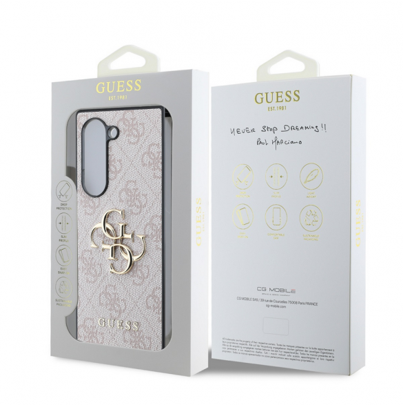 Guess PU 4G metalllogofodral för Samsung Galaxy Z Fold 6 Rosa