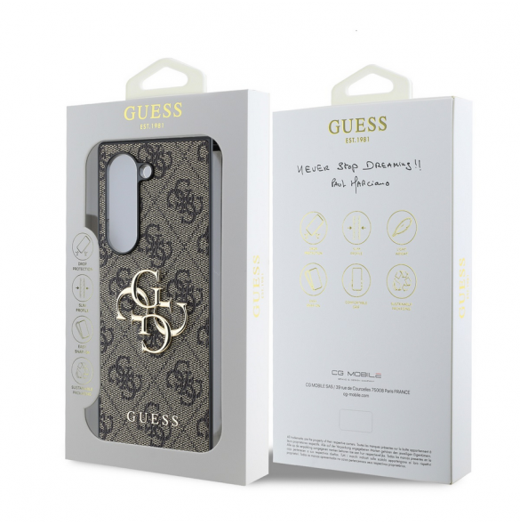 Guess PU 4G metalllogofodral till Samsung Galaxy Z Fold 6 Brun