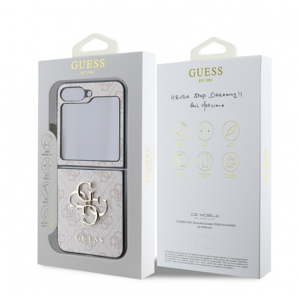 Guess PU 4G metalllogofodral för Samsung Galaxy Z Flip 6 Pink