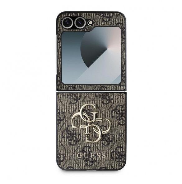 Guess PU 4G metalllogofodral för Samsung Galaxy Z Flip 6 Brown