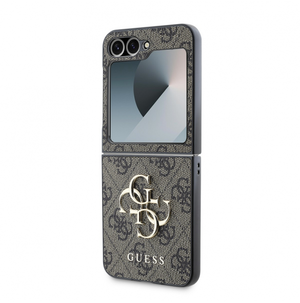 Guess PU 4G metalllogofodral för Samsung Galaxy Z Flip 6 Brown