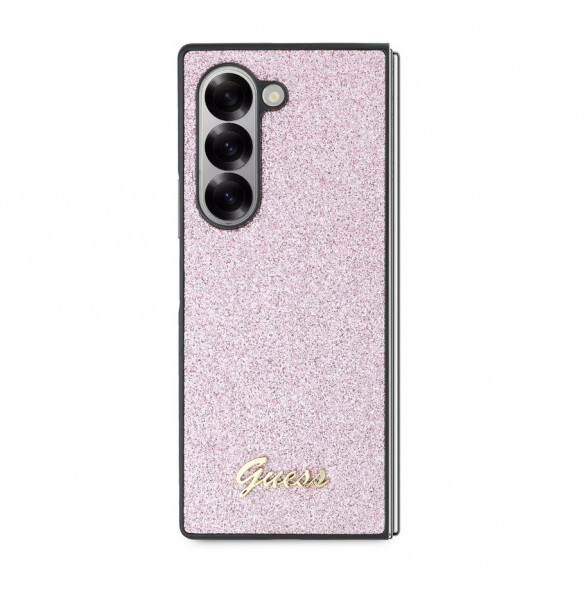 Guess PC/TPU Glitter Flakes metalllogofodral för Samsung Galaxy Z Fold 6 Pink