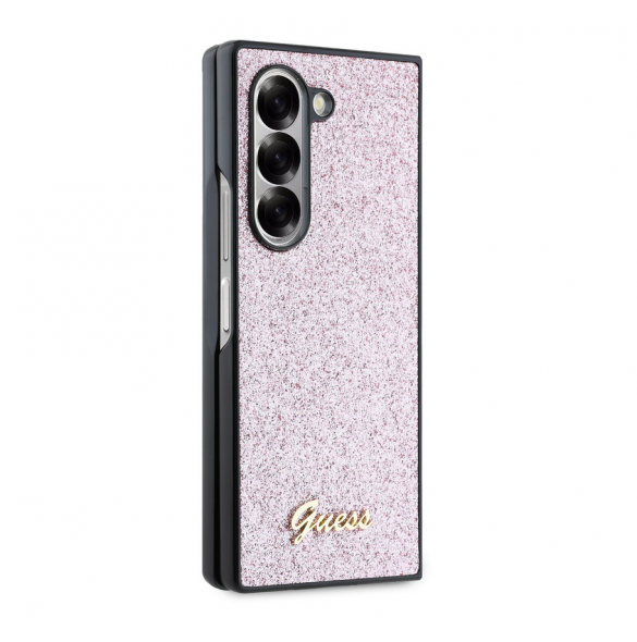 Guess PC/TPU Glitter Flakes metalllogofodral för Samsung Galaxy Z Fold 6 Pink