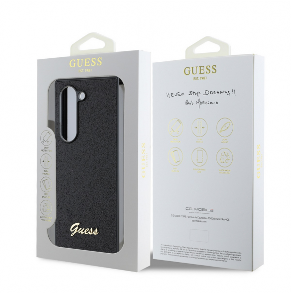 Guess PC/TPU Glitter Flakes metalllogofodral till Samsung Galaxy Z Fold 6 Svart