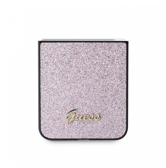 Guess PC/TPU Glitter Flakes metalllogofodral till Samsung Galaxy Z Flip 6 Pink