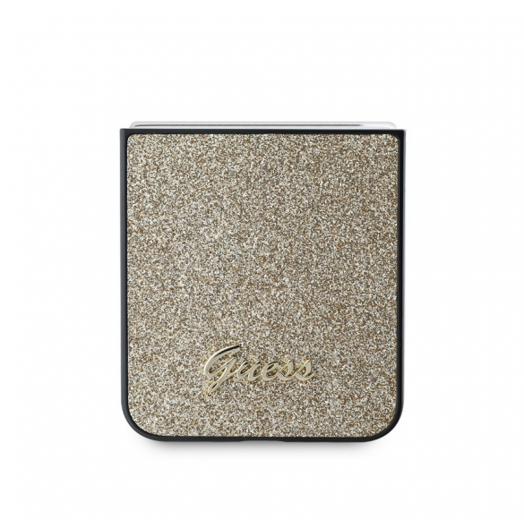 Guess PC/TPU Glitter Flakes metalllogofodral till Samsung Galaxy Z Flip 6 Gold
