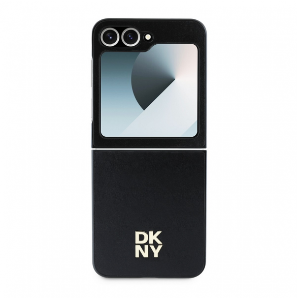 DKNY PU Leather Stack Logo Fodral för Samsung Galaxy Z Flip 6 Svart
