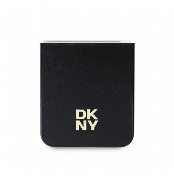 DKNY PU Leather Stack Logo Fodral för Samsung Galaxy Z Flip 6 Svart