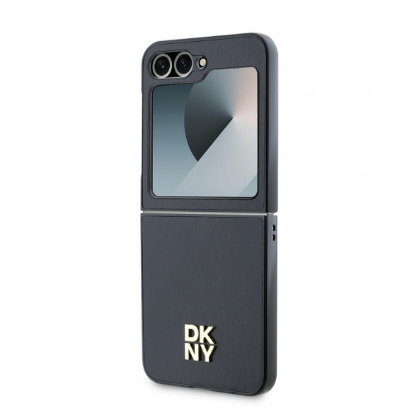 DKNY PU Leather Stack Logo Fodral för Samsung Galaxy Z Flip 6 Svart