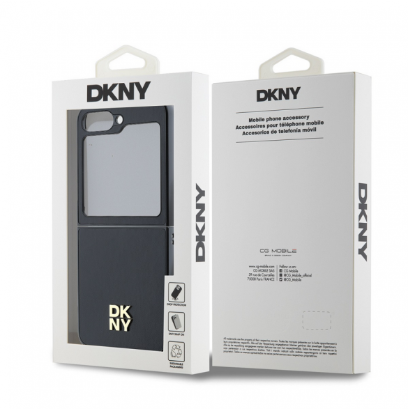 DKNY PU Leather Stack Logo Fodral för Samsung Galaxy Z Flip 6 Svart