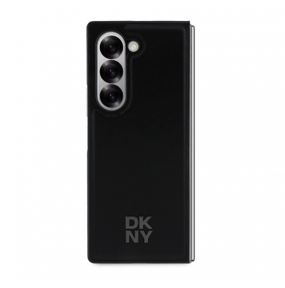 DKNY PU Leather Stack Logo MagSafe Fodral för Samsung Galaxy Z Fold 6 Svart