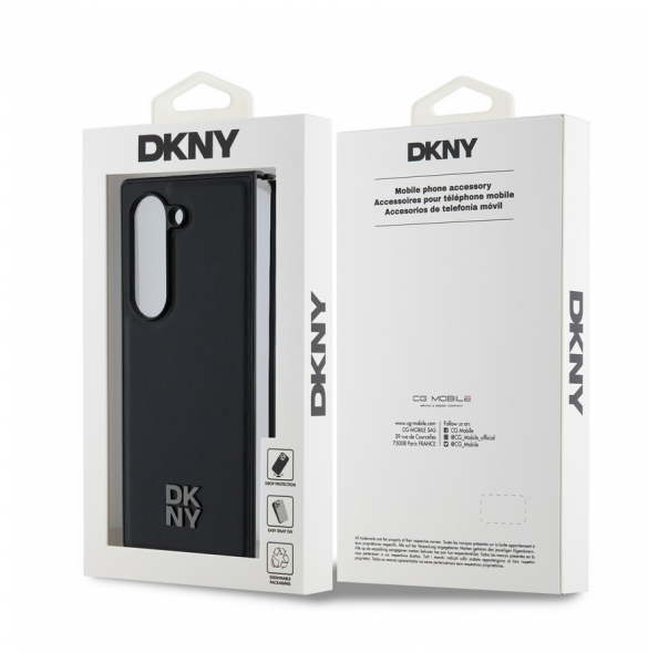 DKNY PU Leather Stack Logo MagSafe Fodral för Samsung Galaxy Z Fold 6 Svart