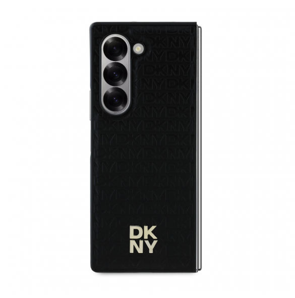 DKNY PU Läder Repeat Pattern Stack Logo MagSafe Fodral för Samsung Galaxy Z Fold 6 Black