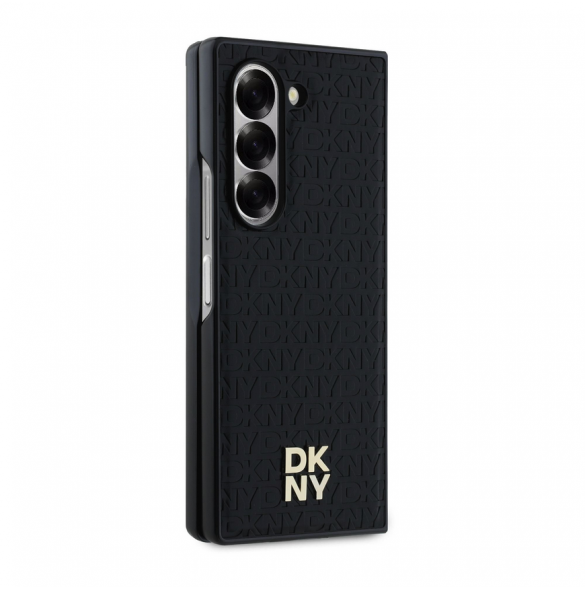 DKNY PU Läder Repeat Pattern Stack Logo MagSafe Fodral för Samsung Galaxy Z Fold 6 Black