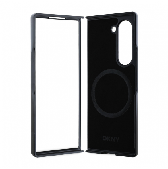 DKNY PU Läder Repeat Pattern Stack Logo MagSafe Fodral för Samsung Galaxy Z Fold 6 Black