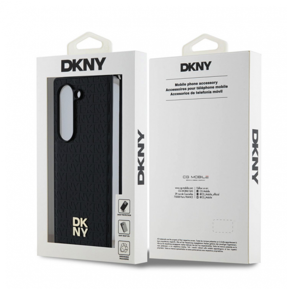 DKNY PU Läder Repeat Pattern Stack Logo MagSafe Fodral för Samsung Galaxy Z Fold 6 Black