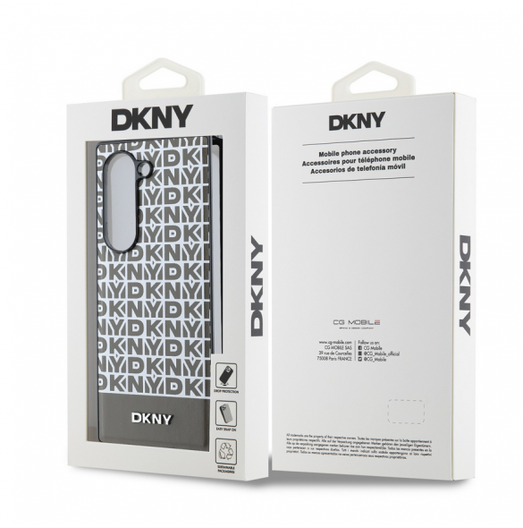 DKNY PU Läder Repeat Pattern Bottom Stripe MagSafe Fodral för Samsung Galaxy Z Fold 6 Brown