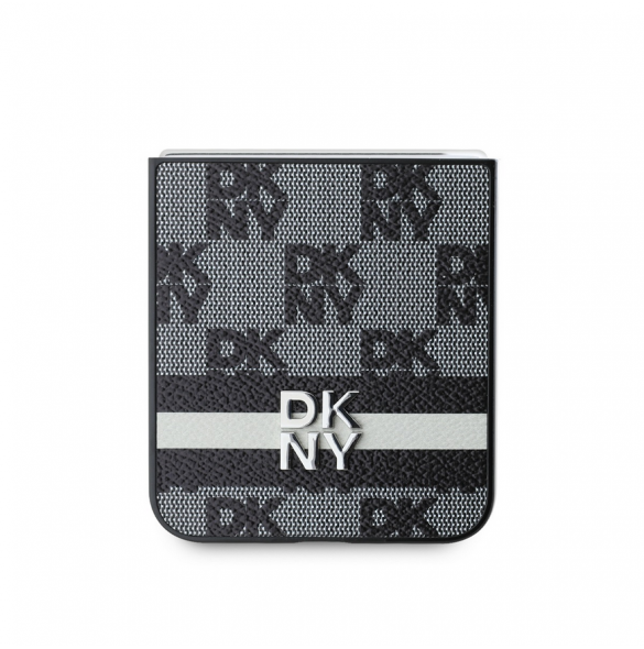 DKNY PU-läderväska med rutigt mönster och rand till Samsung Galaxy Z Flip 6 Black