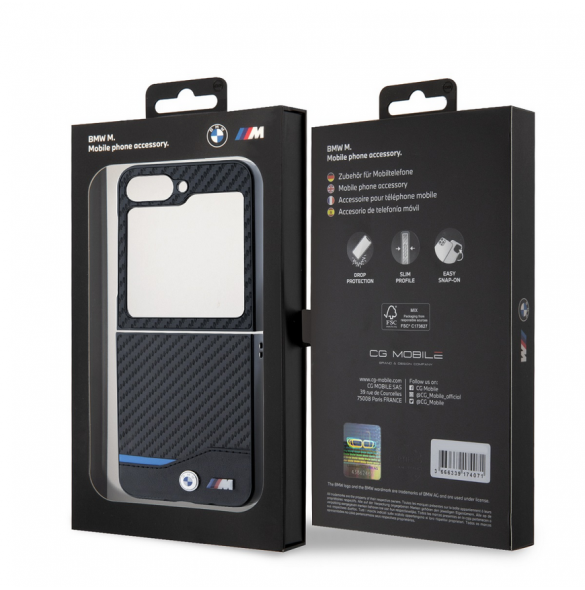 BMW M PU Carbon Blue Line Fodral till Samsung Galaxy Z Flip 6 Svart