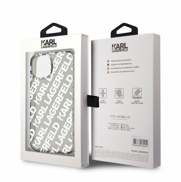 Karl Lagerfeld IML Elektropläterad Repeterad Logotypfodral till iPhone 15 Silver