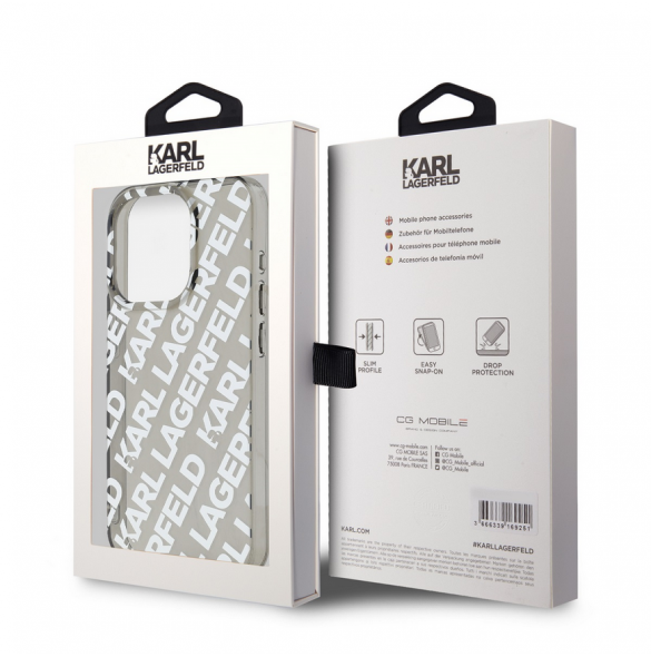Karl Lagerfeld IML Elektropläterat Repeterad Logotypfodral till iPhone 15 Pro Silver