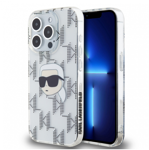 Karl Lagerfeld IML Elektropläterat Karl Head-fodral till iPhone 15 Pro Transparent