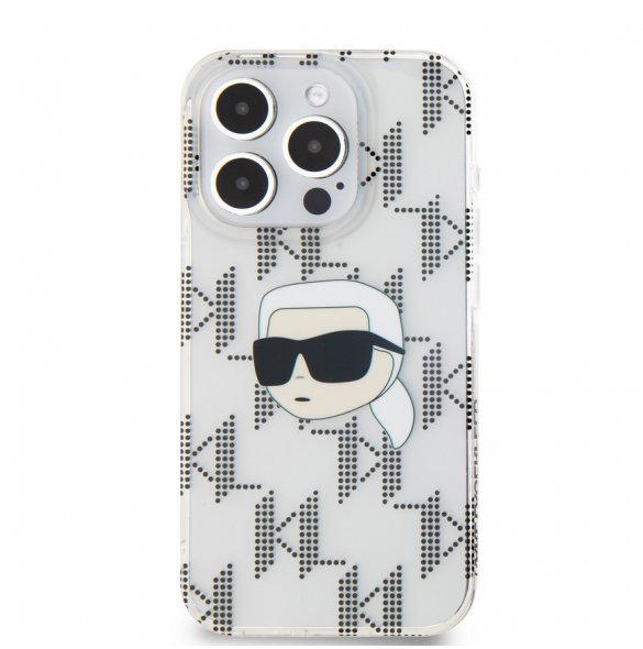 Karl Lagerfeld IML Elektropläterat Karl Head-fodral till iPhone 15 Pro Max Transparent